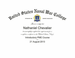 CERTIFICATE OF COMPLETION INTRODUCTORY PROFESSIONAL MILITARY EDUCATION