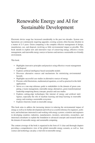 Renewable Energy and AI for Sustainable Development 1st Edition Sailesh ...