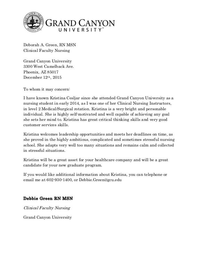 recommendation letter for kristina cesljar recommendation letter for nursing program