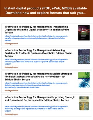 Information technology for management transforming business in the ...
