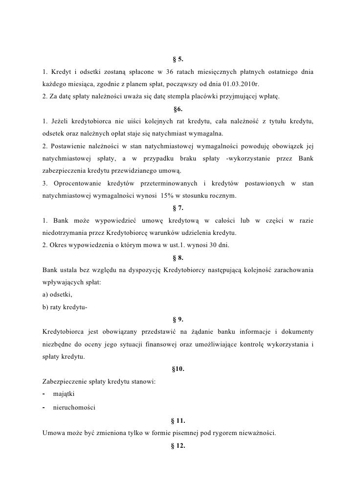 9646 Wzor Umowy Kredytowej Ok