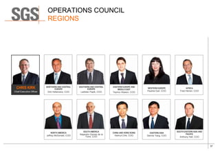 37
OPERATIONS COUNCIL
REGIONS
CHRIS KIRK
Chief Executive Officer
NORTHERN AND CENTRAL
EUROPE
Dirk Hellemans, COO
EASTERN EUROPE AND
MIDDLE EAST
Teymur Abasov, COO
AFRICA
Fred Herren, COO
NORTH AMERICA
Jeffrey McDonald, COO
SOUTH AMERICA
Alejandro Gomez de la
Torre, COO
CHINA AND HONG KONG
Helmut Chik, COO
EASTERN ASIA
Dennis Yang, COO
SOUTH EASTERN ASIA AND
PACIFIC
Anthony Hall, COO
WESTERN EUROPE
Pauline Earl, COO
SOUTHERN AND CENTRAL
EUROPE
Ladislav Papik, COO
 