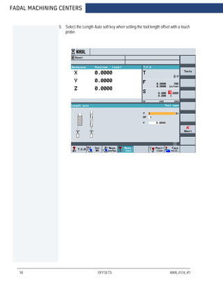 FADAL MACHINING CENTERS
50 OFFSETS MAN_0124_R1
5. Select the Length Auto soft key when setting the tool length offset with a touch
probe.
 