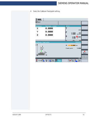 AUGUST 2005 OFFSETS 53
SIEMENS OPERATOR MANUAL
8. Select the Calibrate Fixed point soft key.
 