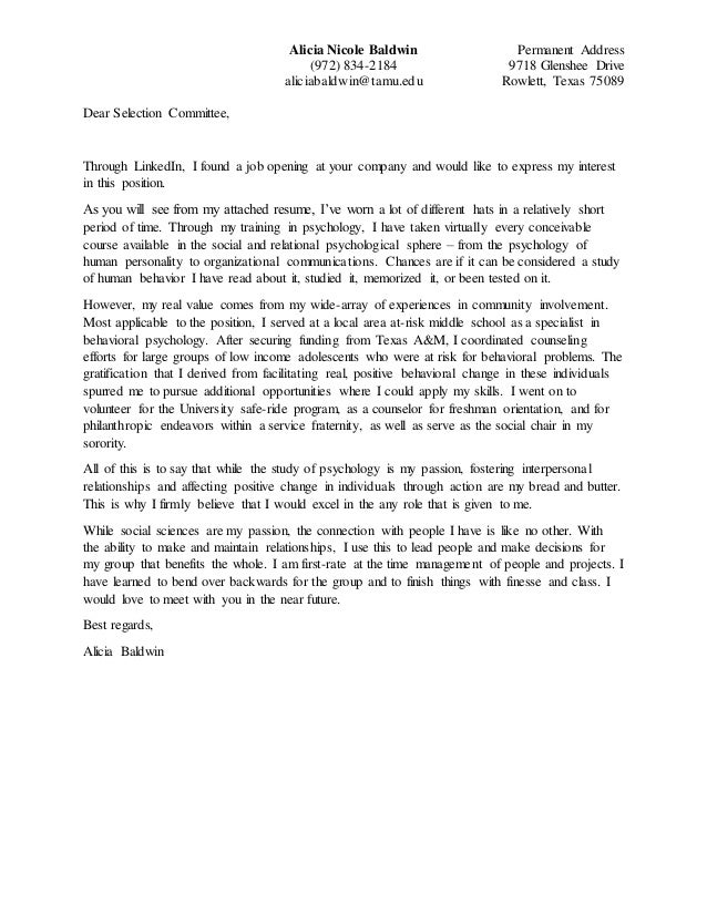 cover letter template tamu
