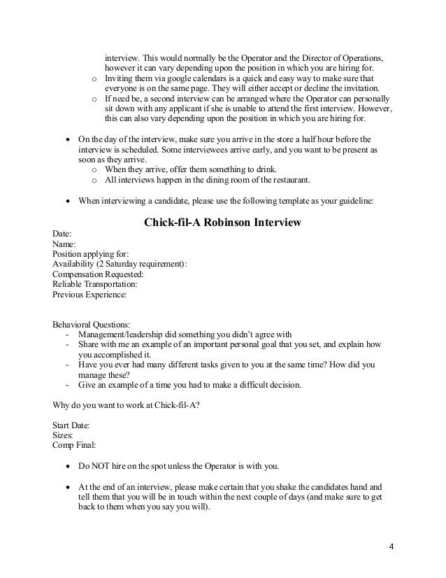 hr recruitment directors manual chick fil a application form