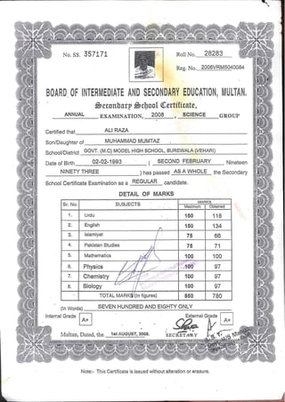 My Matric certificate
