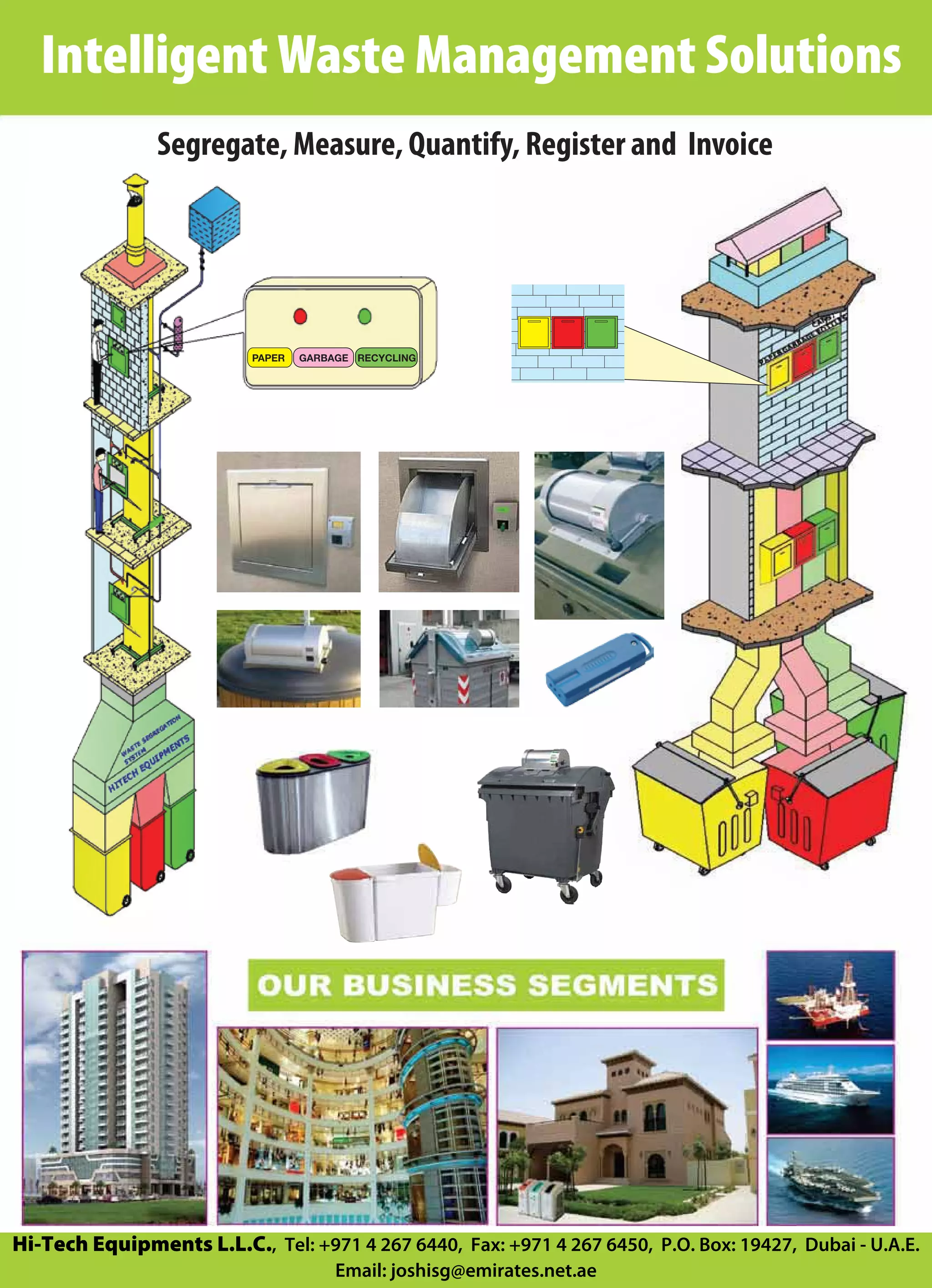 Hi-Tech Equipments L.L.C., Tel: +971 4 267 6440, Fax: +971 4 267 6450, P.O. Box: 19427, Dubai - U.A.E.
Email: joshisg@emirates.net.ae
 