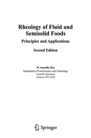 Rheology Of Fluid And Semisolid Foods Principles And Applications Food ...