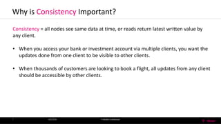 Why is Consistency Important?
4/6/2016 T-MobileConfidential7
Consistency = all nodes see same data at time, or reads return latest written value by
any client.
• When you access your bank or investment account via multiple clients, you want the
updates done from one client to be visible to other clients.
• When thousands of customers are looking to book a flight, all updates from any client
should be accessible by other clients.
 