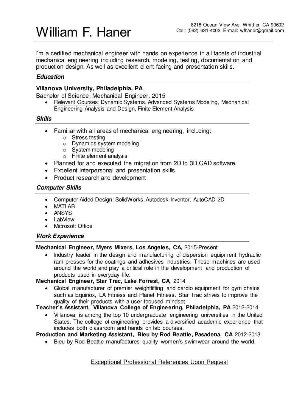 Wfh resume