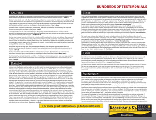 Over 3,500 Homes Sold since 1998 - KS & MO
5
Jesse
Jesse is an amazing Realtor. She went above and beyond to help my family find that perfect home. Jesse was
so great and I would totally use her again as a Realtor, as well as recommend her to anyone. My family not only
ended up with the home we wanted but were able to buy our home for the price we wanted. We ended up with a
life long friend as an added bonus. I truly hope anyone in need of a Realtor gives Jesse a shot. She will show you
just how wonderful the home buying or selling process can be and all the while making a great friend you can
always count on before and after her job for you is done!—Richard and Stacy Vasquez
In an industry that can leave you feeling alone and helpless, Jesse was a breath of fresh air. She seemed to
anticipate our every question and was prepared with an answer. I never once got the feeling that we were an
imposition because we called with a problem. Jesse always treated us like old friends. She has such a sweet, down
to earth disposition we felt Jesse truly had our interests at heart. She made that buying experience the best we
have ever had. She will do the same for you as you look to purchase your next home together. —Bill and Norma
Evans
We found Jesse to be an ideal Realtor. Her assets include a solid core of ethics, friendly and down to earth
manner, very knowledgeable in real estate, ready and willing to work at the other person’s convenience, fantastic
photography showing the house and totally professional in all aspects of the buying and selling process. We
would recommend her to all our friends and neighbors.—Tom and Shirley Beckley
I would like to comment that over the course of purchasing & selling four homes over a period of approximately
26 years that Jesse was the“best”realtor that I have experienced; I would absolutely concur with the description
she provides relating to her background,“words”are easily presented in such a context, but to live up to them is no
small feat, in my experience she was everything that she describes, and that pretty much says it all if your goal is to
have the best realtor working for you…!!!—Ron Getty
Damon
It came to be that Damon was the realtor for the 2010 sale of our house because we were unfortunate enough
to find ourselves pitted against him when we first bought the place in 2005. When we were buying and Damon
was representing the sellers and it didn’t take us very long to draw the conclusion that this guy knew what he
was doing. So late in the winter of 2010 when I learned that I was being relocated by my company we gave him
a call. We were in the worst housing market in years, it was the worst season of the worst year, and we had a very
tight timeline. Damon took us from“here is what you need to do to sell this place”to a post-closing hand shake
at a price that made us happy in around 60 days. Average days on the market for my neighborhood at the time
was well over 100. To me, Damon had two very clear strengths that made our transaction a success. 1) He knew
precisely what we needed to spend money on to make the place show optimally and he threw his skin and his
people in the game when it came time to get it done and remain in budget 2) He knew the market exceptionally
well( as it related to price point) and he knew very well how to operate a marketing strategy within the confines
of the MLS. Once you have made your house market-worthy (and picture-worthy) and it is listed on MLS (and the
dozens of other sites that pull from it) the whole process of selling boils down to the strategy with which you make
price drops and the manner in which you respond to interested parties. Damon is well regarded in the realtor
community and KNOWS how to play this game better than anyone else. My wife and I wanted to hyper-analyze
every component of feedback and potential buyer intel we captured. Damon’s message every time was“relax, and
let me handle this” and“Here are the reasons these aren’t your real buyers.” I will not say it wasn’t stressful because
but it is nice to know that you’ve got the right guy at the wheel when everything feels so far out of your control.
If your house can be sold, this is the guy that can do it. It is also worthy of note that after we had the offer, do to
the fact that we were on a corporate relocation, the process is a little different than a normal close and requires
probably greater than normal effort. Damon, is a relo expert and knew exactly how to navigate this landscape
and closed our sale without issue. - Quentin & Kat Marsh
HUNDREDS OF TESTIMONIALS
We worked with Rachael in the purchase of investment property. Rachael was patient, persistent, pleasant and
detail oriented. Our transaction would not have occurred in a timely fashion without her input. - Adam T.
Rachael is very nice to work with. She helped my husband and me every step of the way, in our recent purchase of
a condo. We were actually kind of blown away by the level of commitment she shows to getting the job done! She
is also helping with the rental of another unit in which we are invested, and we are glad we can count on her. We
feel Rachael is qualified to advise us on all aspects of real estate business. - Paul & Jane T.
Excellent realtor, responsive, professional, hardworking - will have no hesitation recommending her and look
forward to working with her again in the future. - Julie C.
I worked with Rachael on an investment project. She quickly obtained the information I needed to make a
decision. She was professional and sought others with expertise in an area of town she was not as familiar with. I
look forward to working with her again. - Jim & Helen H.
Rachael was very easy to work with from the first phone call throughout the whole rental process. She responded
to all my questions quickly and accurately. I have never rented a property out before, so she explained the entire
process to me, and advised me in areas where I wasn’t sure. She kept me updated on the progress of renting out
my condo and ensured I was involved throughout the process. I would highly recommend Rachael and would use
her myself if the need arises. - Annette L.
Rachel was very easy to work with. She provided quick feedback from showings and was able to find us a
perfect renter for our specific situation. It couldn’t have worked out better for us. We would recommend her to
anyone. - Chris K.
Rachael provided us with immediate feedback when we had questions. She listened to our concerns and
negotiated strongly to get us exactly what we wanted! We couldn’t have been happier! - Betty Sue A.
Rachel always had my best interest in mind. She is friendly and is extremely responsive if you have any questions.
With Rachel, the process went very smoothly and I would highly recommend Rachel to anyone looking for an
agent. - Scott D.
rachael
Lori
Lori Johnson has been an incredible agent for us. Our house selling and buying had unusual circumstances and
she went above and beyond what was required of her. Not only did she go out of her way to make sure that
everything ran as smooth as possible, she did so with patience and graciousness. We are extremely grateful for
having had the pleasure to work with her.—Greg and Lori Schreiner
Lori Johnson was diligent, to the point and considerate of our time in helping select the new home of our dreams.
We went on many viewings for our new home with various agents then we met Lori. She had our vision and a
keen grasp on our desires, working tirelessly for us with an unbelievable result. What a great experience !!­—S.
Hausmans
Wendynn
When I decided to start the home search process I did a little research online and came across the Earnshaw group.
After reading all the reviews there was no questions as to what team of agents I wanted on my side through
this process. I meet with Wendy Orlando, part of the Earnshaw group a few days after contacting them and
immediately felt comfortable and safe with the idea of her bring my agent. From day 1 Wendy’s commitment and
heart made me feel as much of a friend as her client.
Being that this would be my first home and I had hundreds of questions and concerns. Wendy understood the
importance of first buyer gutters and not only calmed them but also educated me in a way that I could understand
what was going on currently and what was to come in the next few days. She followed up on every angel possible
with me, other agents, inspectors, my lender(s), and anyone else who was involved. If I had a question or concern I
would always get a response that day … even when she was on vacation.
The integrity, knowledge, and kindness Wendy demonstrated made the process for me as simple as possible. If
I had to explain Wendy as my agent in 3 words they would be detailed, dependable and proficient. Wendy, as a
person would be supportive, patient and dedicated. I can not thank Wendy enough for ensuring the best outcome
for me, as a first time home buyer. The entire process for me from start to finish once I found the home to make
my own was just about 30 days all due to Wendy’s expertise in the field. She more than exceeded my expectations.
For more great testimonials, go to MovedIN.com
 
