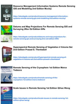 Introduction to remote sensing 2nd ed Edition Cracknell | PDF