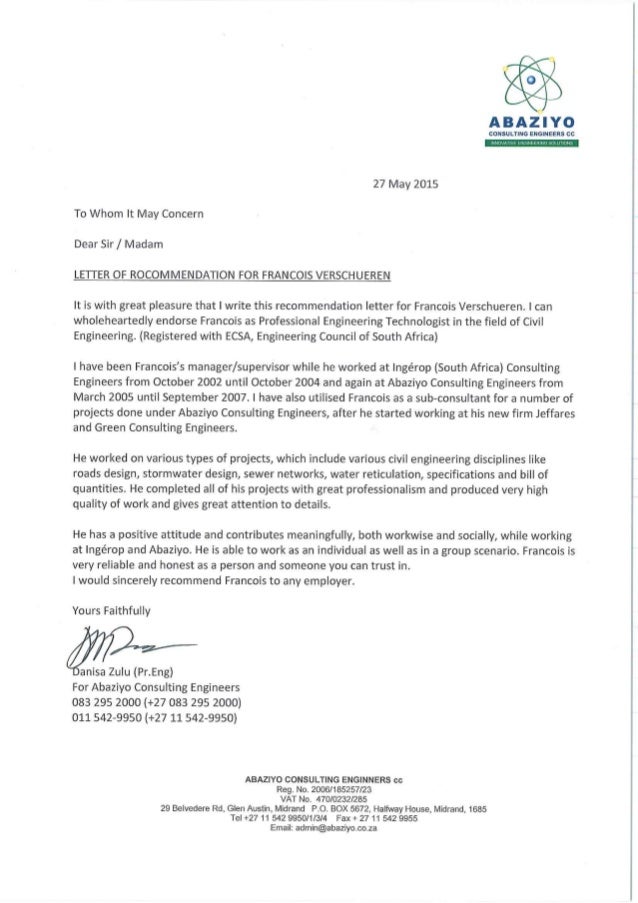 civil engineering recommendation letter barca fontanacountryinn com letter of recommendation for civil engineer