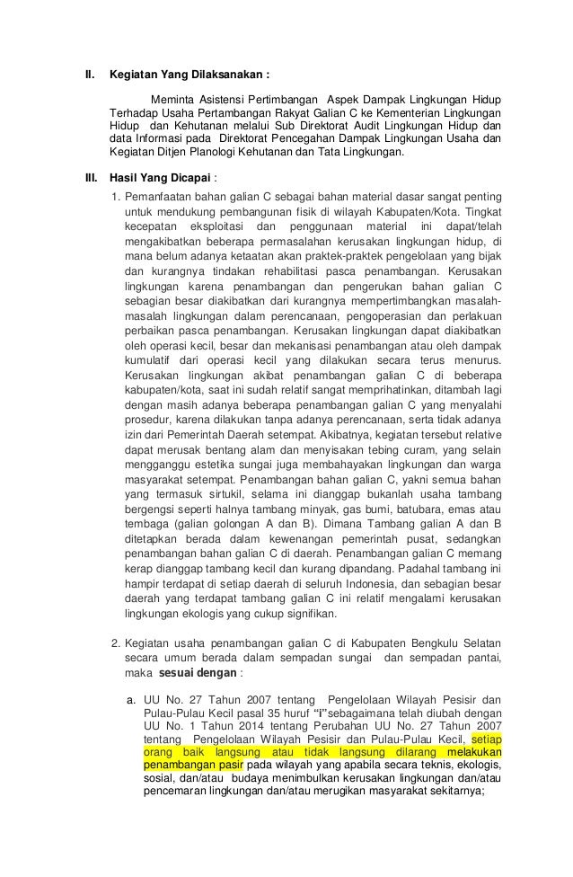 Laporan Perjalanan Dinas Ke Kemen Lh Dan Kehutanan