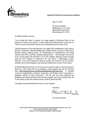 Dr. Ferland's letter of recommendation