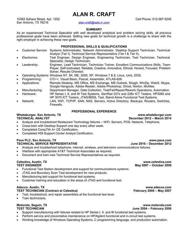 Craft Resume