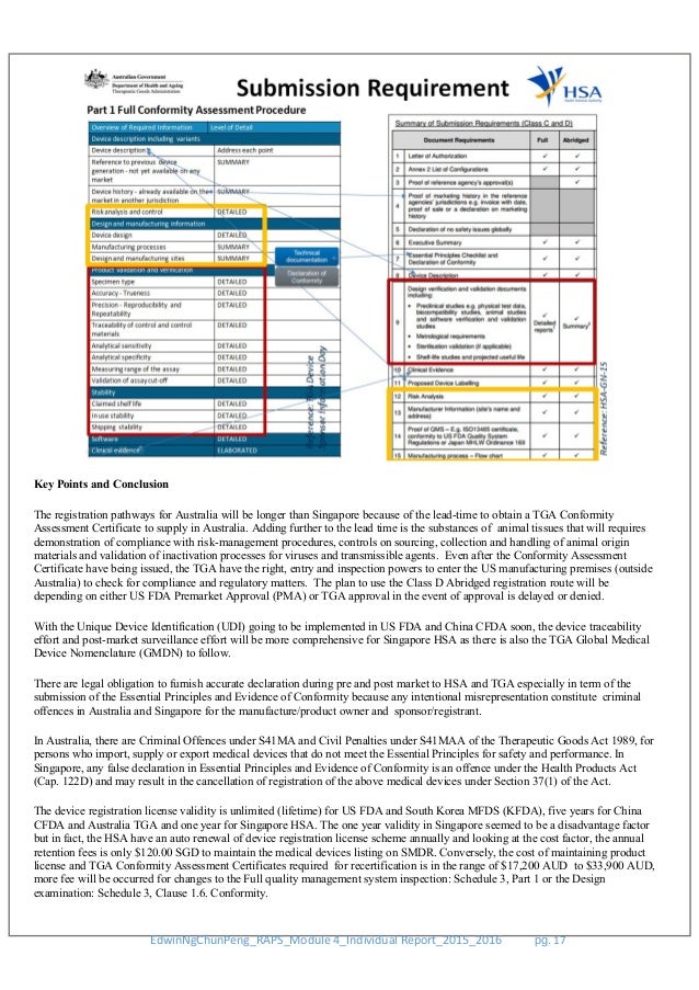 Academic Report On Singapore Hsa Class D And Australia Tga Class Iii Device Regulatory Strategy Template
