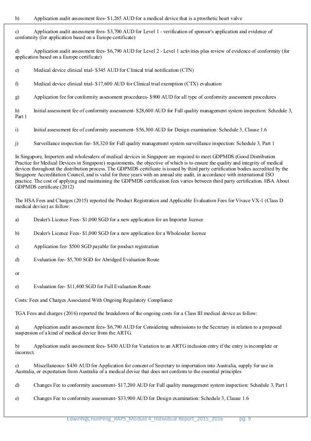Academic Report On Singapore Hsa Class D And Australia Tga Class Iii