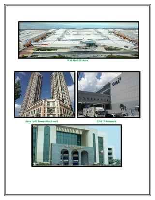 S.M Mall Of Asia
Joya Loft Tower Rockwell GMA 7 Network
 
