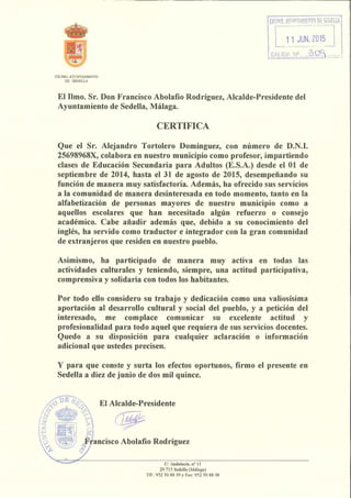 REFERENCE LETTER FROM MR. MAYOR ABOLAFIO RODRÍGUEZ