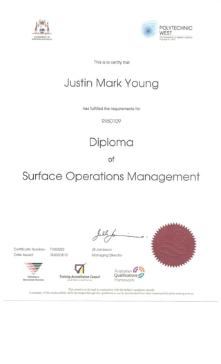 Diploma of Surface Operations Management