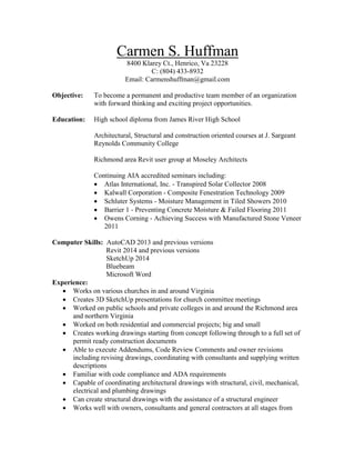 Carmen S Huffman 2015 construction resume | PDF