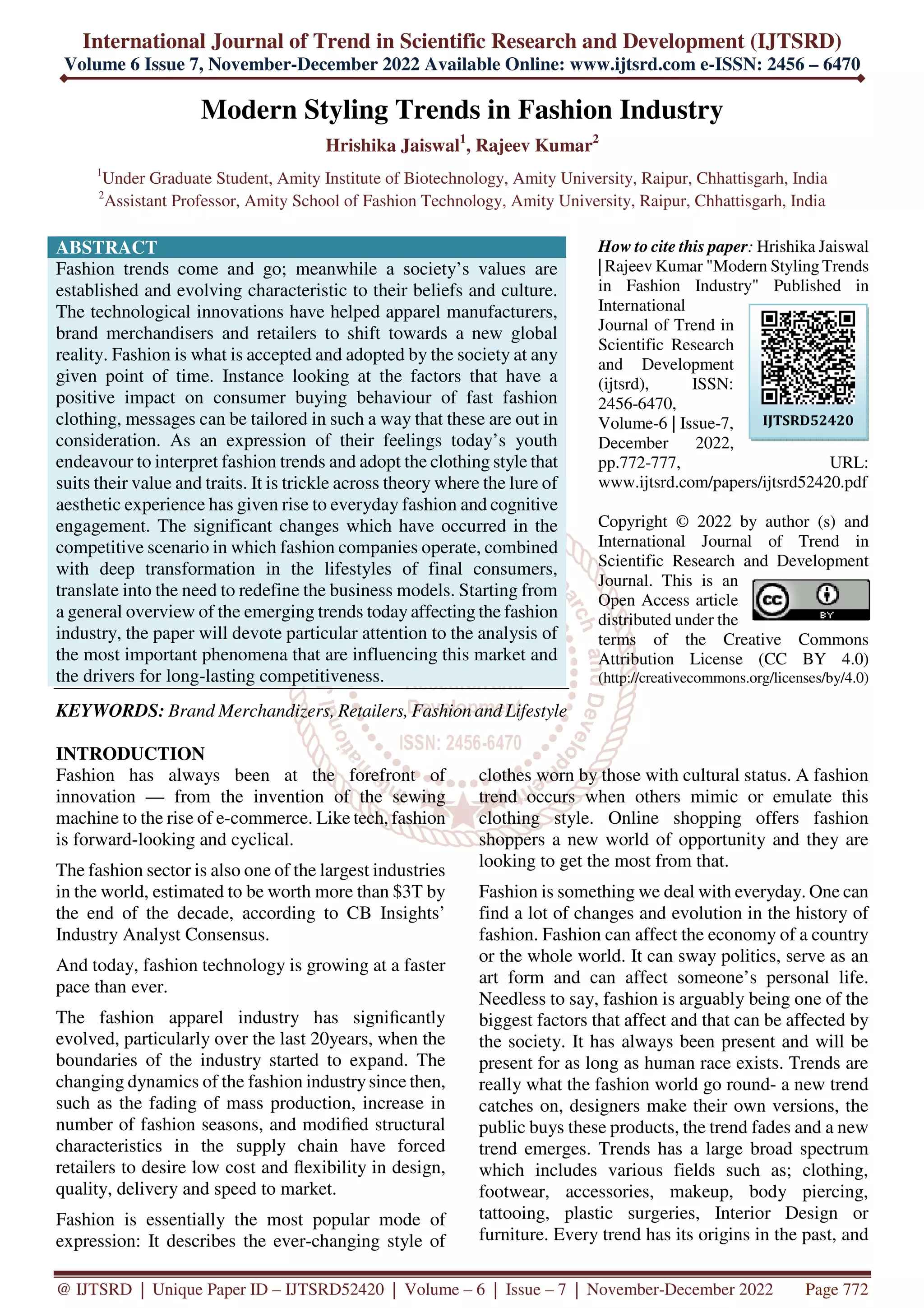 Modern Styling Trends in Fashion Industry | PDF