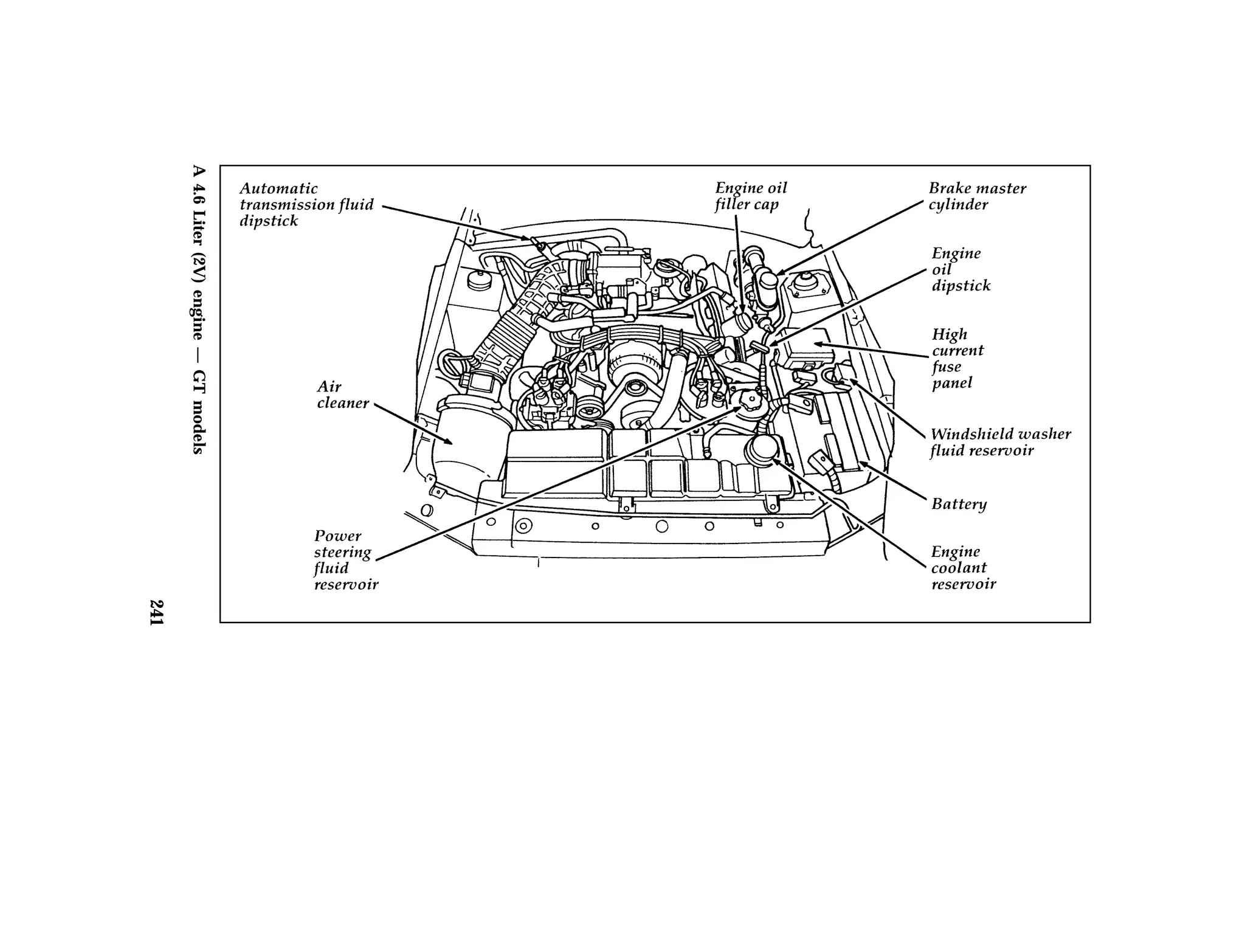 241 
A 4.6 Liter (2V) engine — GT models 
 