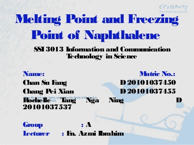 Data Logger Melting And Freezing Points Of Naphthalene
