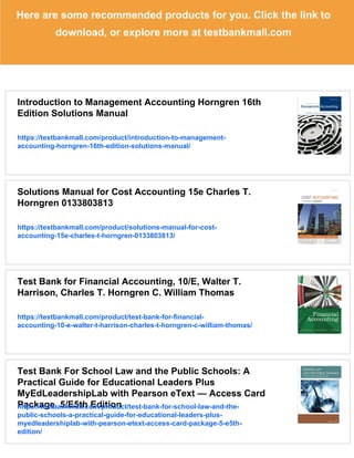 Test Bank for Introduction to Management Accounting, 16th Edition ...