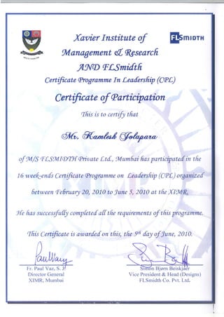 Certificate of leadership