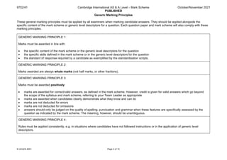 9702/41 Cambridge International AS & A Level – Mark Scheme
PUBLISHED
October/November 2021
© UCLES 2021 Page 2 of 15
Generic Marking Principles
These general marking principles must be applied by all examiners when marking candidate answers. They should be applied alongside the
specific content of the mark scheme or generic level descriptors for a question. Each question paper and mark scheme will also comply with these
marking principles.
GENERIC MARKING PRINCIPLE 1:
Marks must be awarded in line with:
• the specific content of the mark scheme or the generic level descriptors for the question
• the specific skills defined in the mark scheme or in the generic level descriptors for the question
• the standard of response required by a candidate as exemplified by the standardisation scripts.
GENERIC MARKING PRINCIPLE 2:
Marks awarded are always whole marks (not half marks, or other fractions).
GENERIC MARKING PRINCIPLE 3:
Marks must be awarded positively:
• marks are awarded for correct/valid answers, as defined in the mark scheme. However, credit is given for valid answers which go beyond
the scope of the syllabus and mark scheme, referring to your Team Leader as appropriate
• marks are awarded when candidates clearly demonstrate what they know and can do
• marks are not deducted for errors
• marks are not deducted for omissions
• answers should only be judged on the quality of spelling, punctuation and grammar when these features are specifically assessed by the
question as indicated by the mark scheme. The meaning, however, should be unambiguous.
GENERIC MARKING PRINCIPLE 4:
Rules must be applied consistently, e.g. in situations where candidates have not followed instructions or in the application of generic level
descriptors.
 