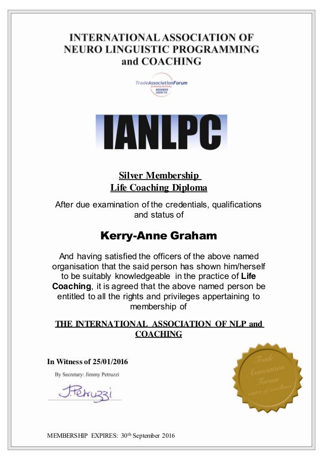 LIFE COACH certificates