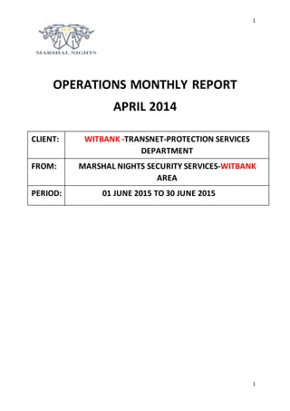 Monthly Operations Overview Report.pdf OPERATIONS MONTHLY REPORT | DOCX