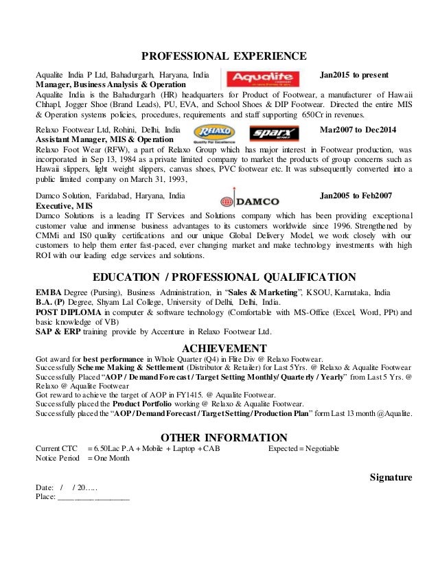 mis resume samples