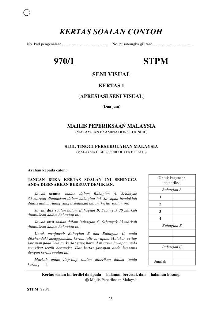 Seni Visual Stpm Penggal 1 / Soalan STPM seni visual Penggal 1 by zaki