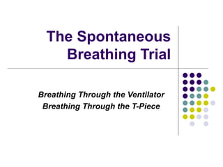 The Spontaneous Breathing Trial Breathing Through the Ventilator Breathing Through the T-Piece 