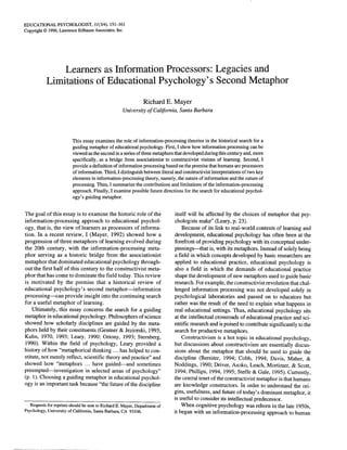 Learners as Information Processors