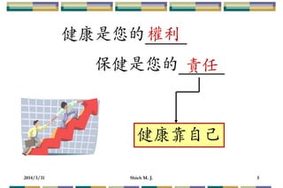 2014/3/31 Shieh M. J. 5
健康是您的
保健是您的
健康靠自己
權利
責任
 