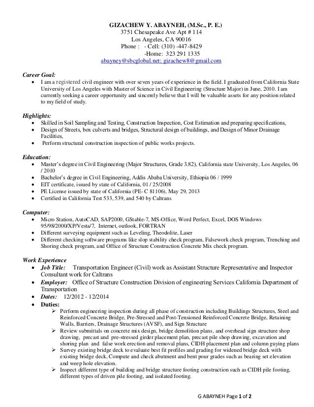 Resume In Structural Updateed 03282015