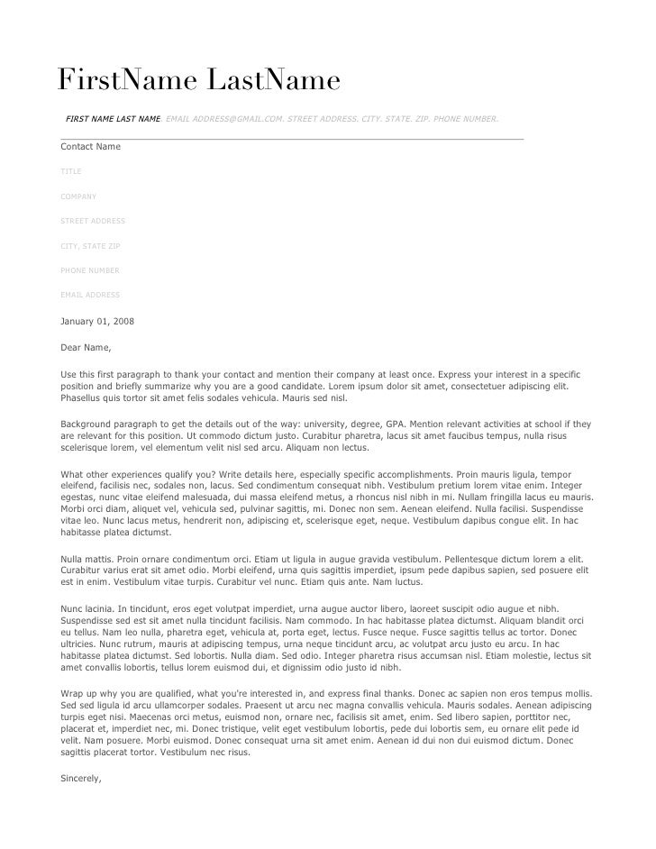 student cover letter