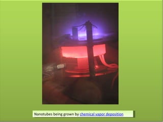 Nanotubes being grown by  chemical vapor deposition 