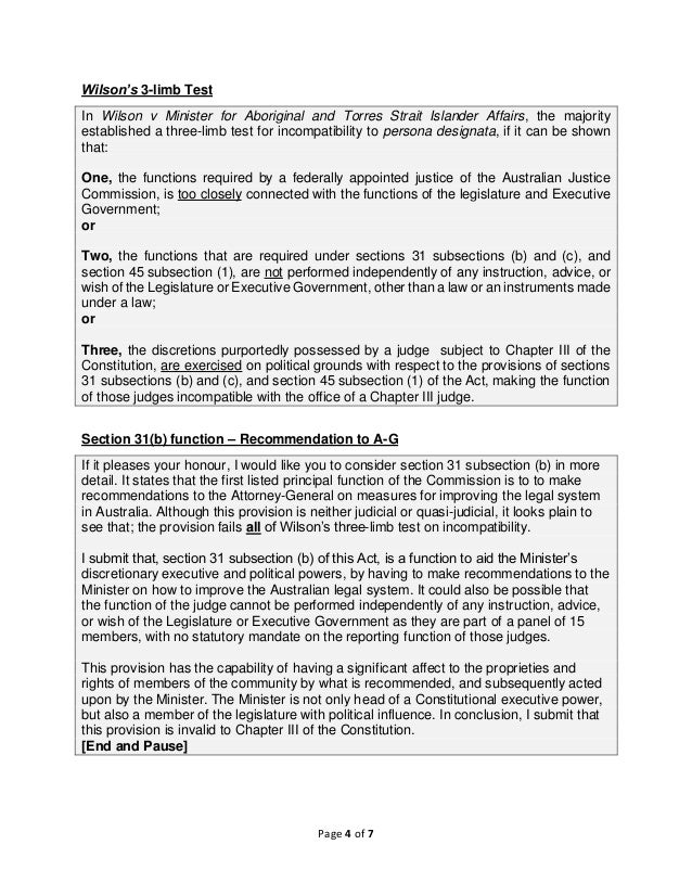 Constitutional Law Moot Submission (Overall Distinction)