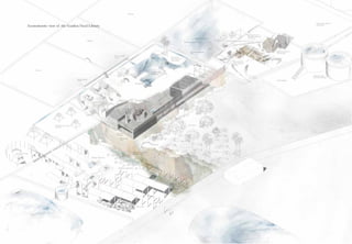 Axonometric view of the Garden/Seed Library
 