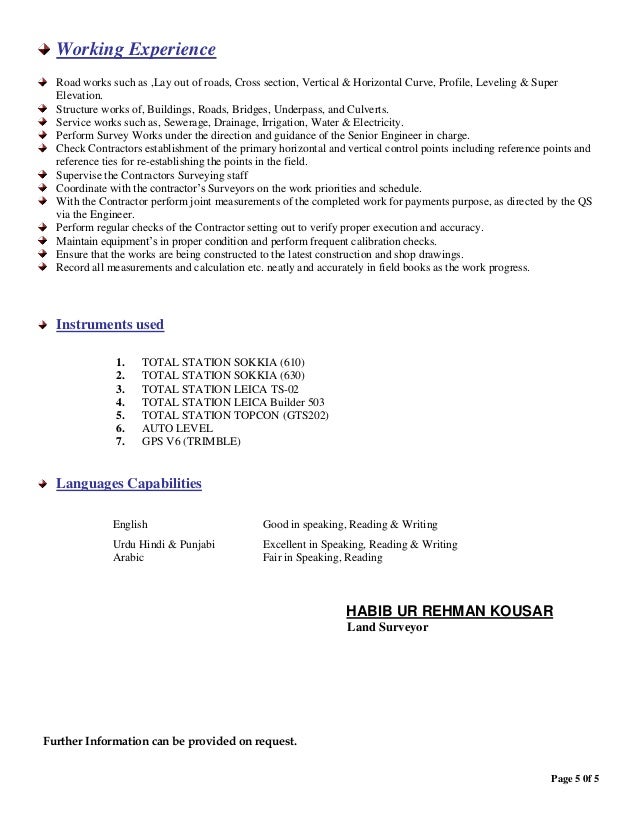 land surveyor resumes