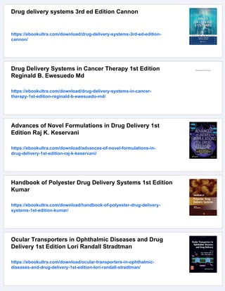 Polymers in Drug Delivery 1st Edition Ijeoma F. Uchegbu | PDF