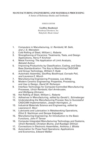 Assembly Automation and Product Design 12th Edition Geoffrey Boothroyd ...