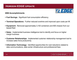 Horizon Lines Fourth Quarter 2008 Earnings Release