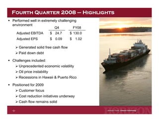 Horizon Lines Fourth Quarter 2008 Earnings Release